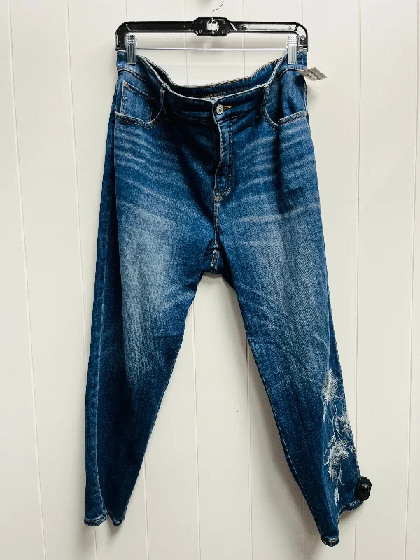 Knitted Design Jeans Skinny By Chicos In Blue Denim, Size: 14p
