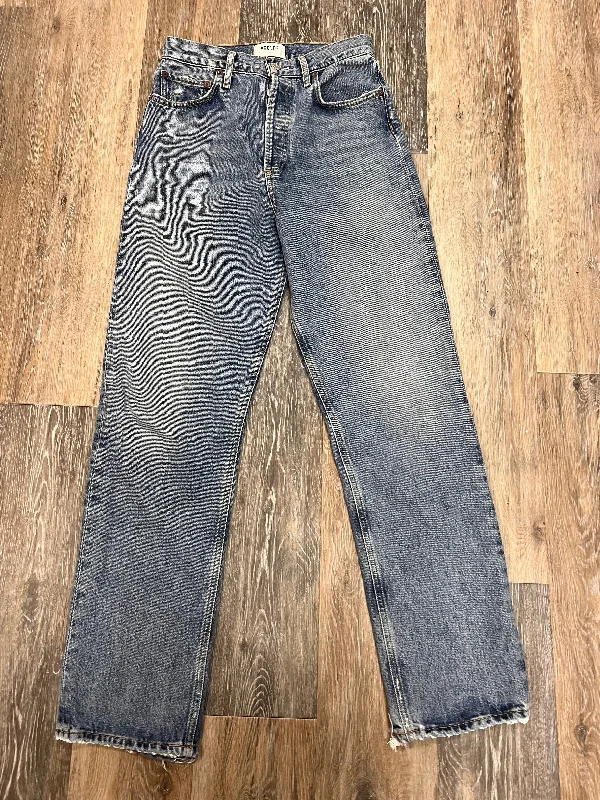 Floral Prints Jeans Straight By Agolde In Blue Denim, Size: 1/25