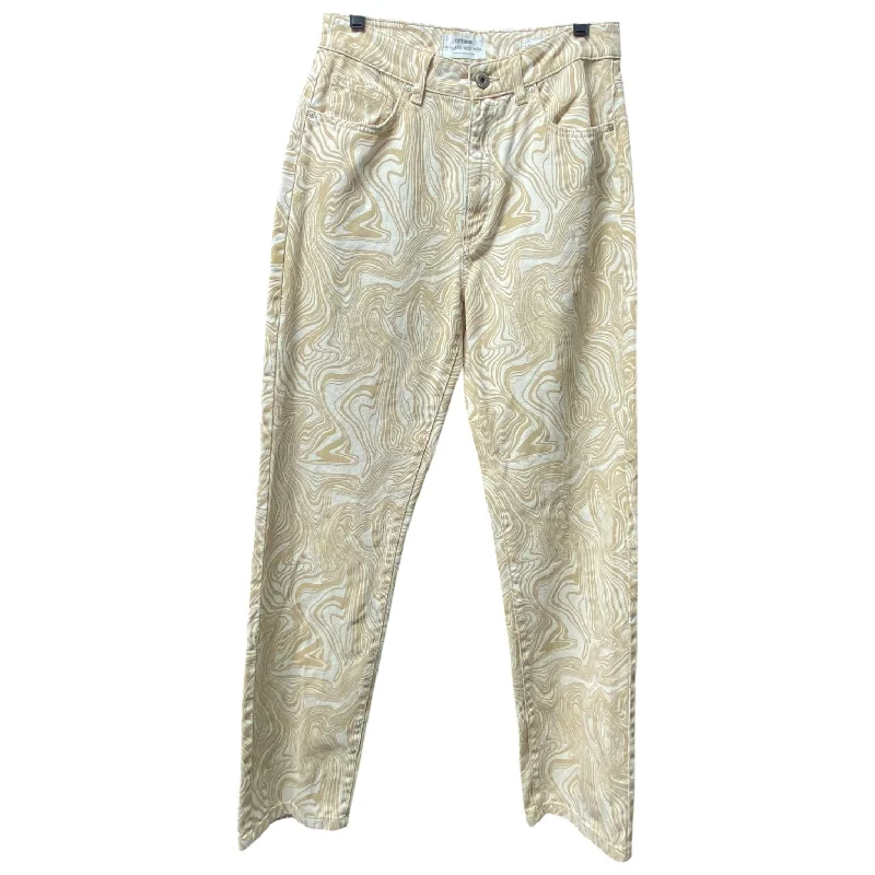 High-end Fashion Jeans Straight By Cotton On In Tan & White, Size: 6
