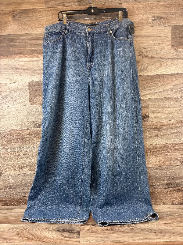 Celebrity Style Jeans Wide Leg By Banana Republic In Blue Denim, Size: 18