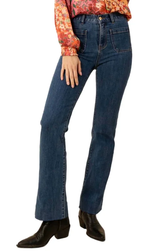 Minimalism Jenna Pocket Denim Pants In Blue