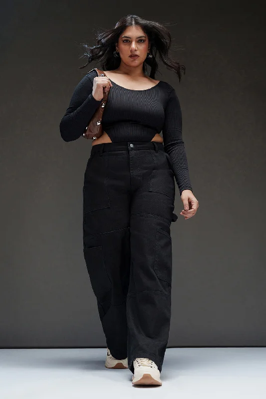 Perfect Tailoring Lunar Black Curve Denim Constructed Cargo