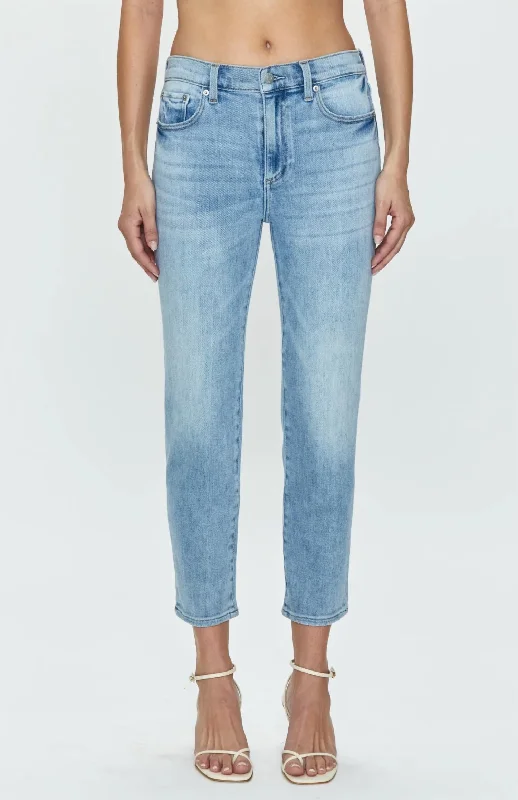 Noble And Elegant Monroe Crop High Rise Cigarette Jeans In Sea Air
