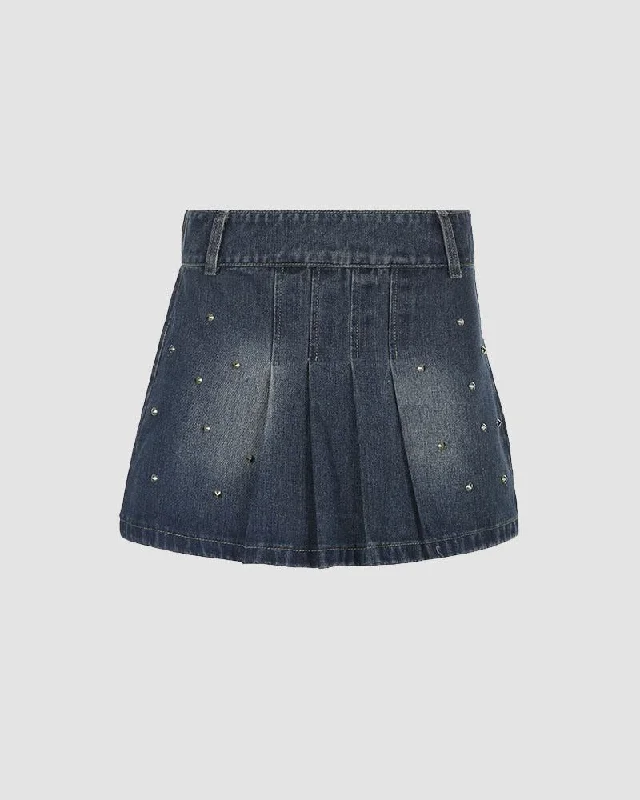 Fashion Pioneer Pembroke Pleated Denim Skirt