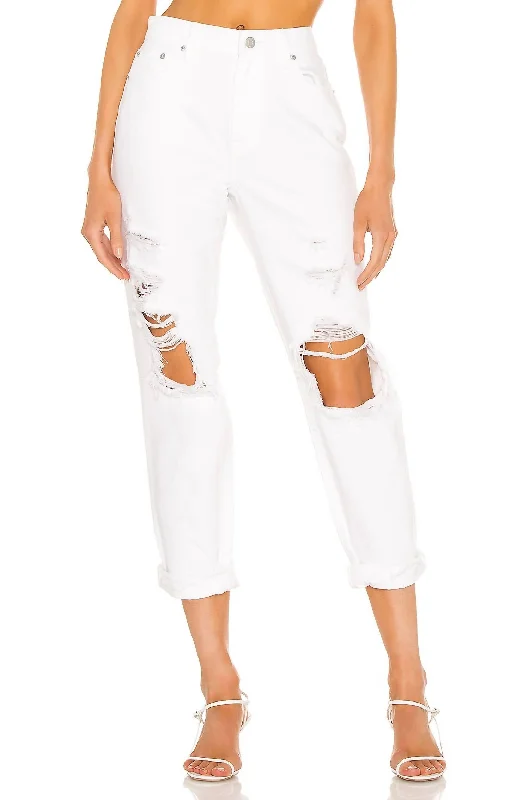 Personalized Series Presley High Rise Relaxed Roller Jeans In Blizzard