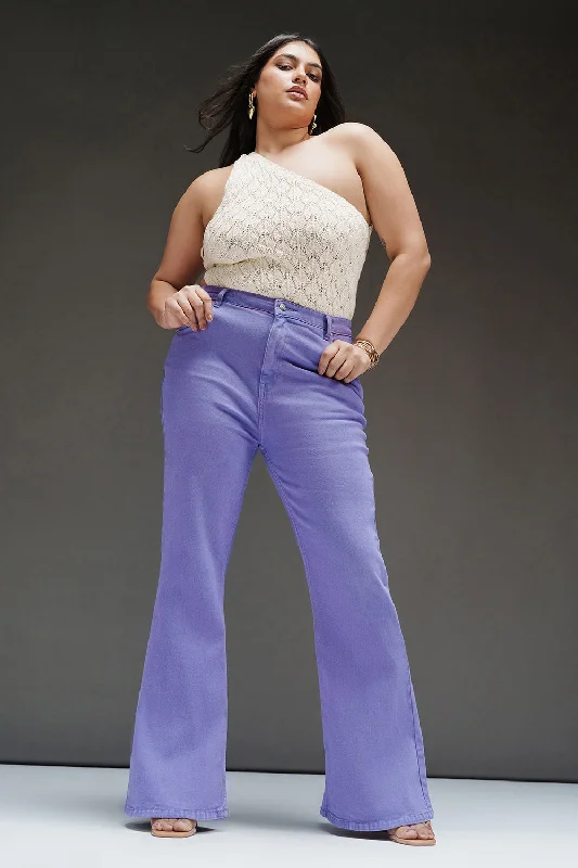 Exquisite Embroidery Purple Luxe Curve Bootcut Jeans