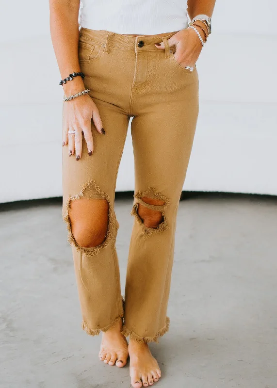 Trendy Comfort Randie Distressed Straight Pants