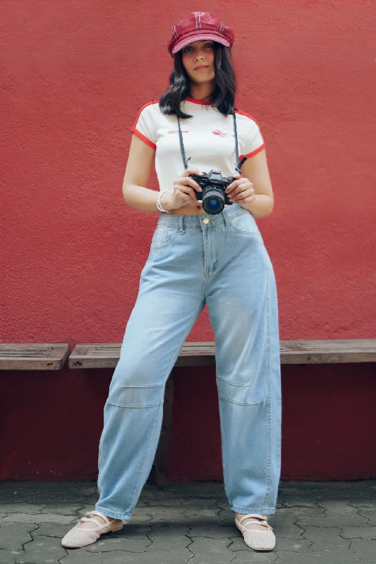 Fashionable Items Rush Blue Barrel Leg Jeans