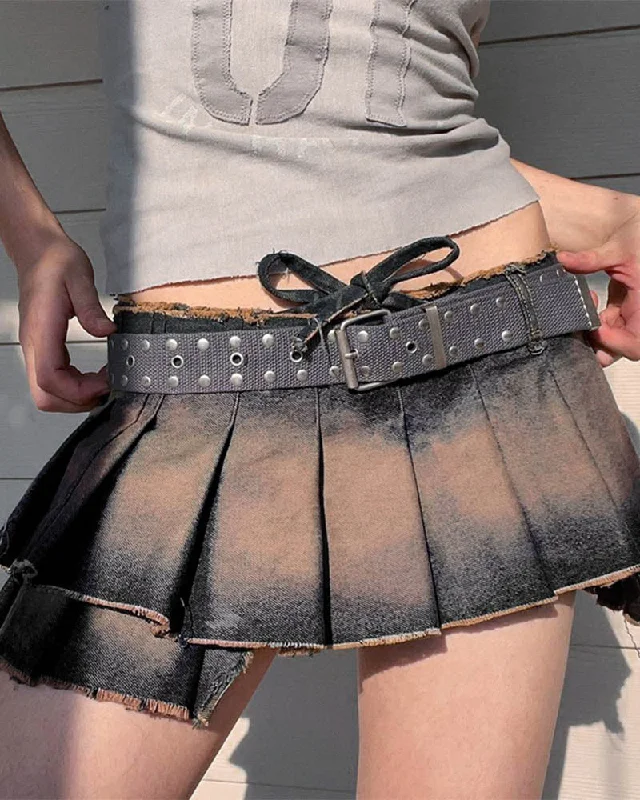 Hooded design Stormhelm Micro Denim Pleated Skirt