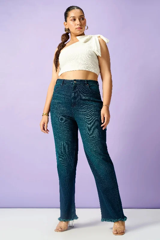 Fashionable Items Subtle Teal Curve Straight Leg Jeans