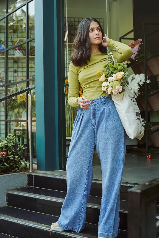 Elegant Series Swifty Blue Denim Korean Pants