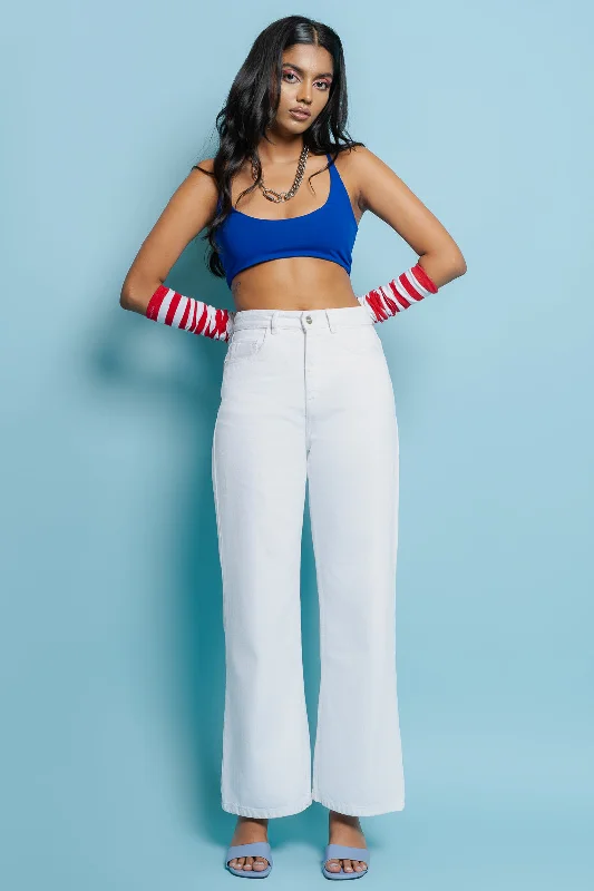 Warm Wear White Wide Leg Jeans