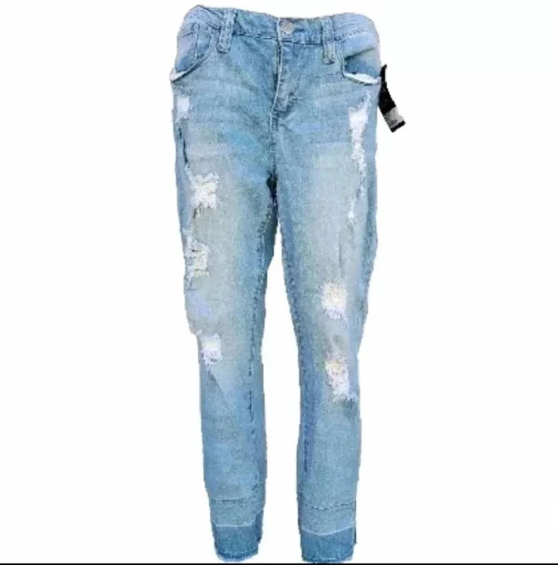 Trendy Traveler Women's Skinny Easy Fit Distressed Jean In Blue