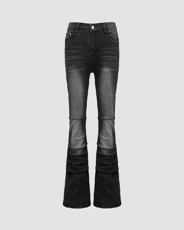 Fashion Must-have Wood Lotus Denim Flare Jeans