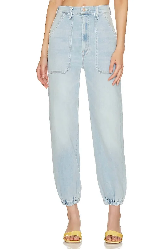 Trendy Items Wrapper Patch Springy Ankle Jeans In Chill Pill