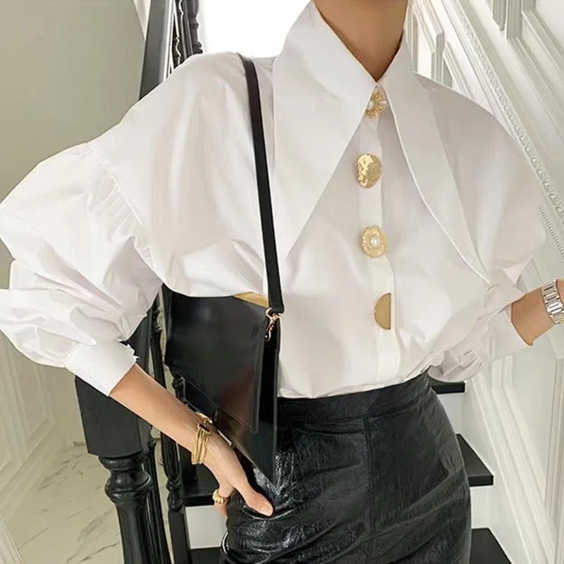 Smart Comfort Wear Beret Summer Statement Shirt in White