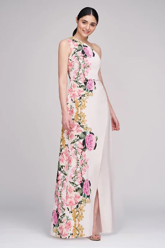 Simple Solid Color Carissa One Shoulder Gown