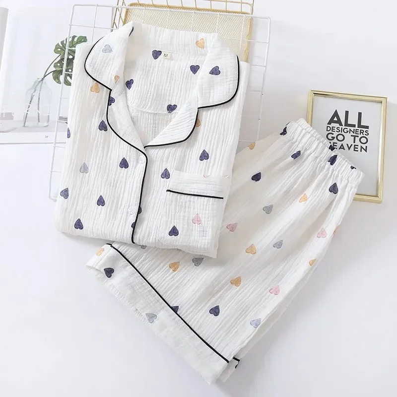 Elegant Wear Crobe Heart Cotton Nightsets - Shorts
