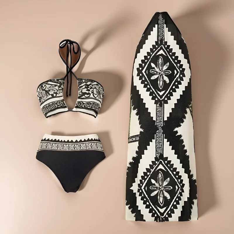 Cute Style Giza Swimsuit with Sarong Skirt