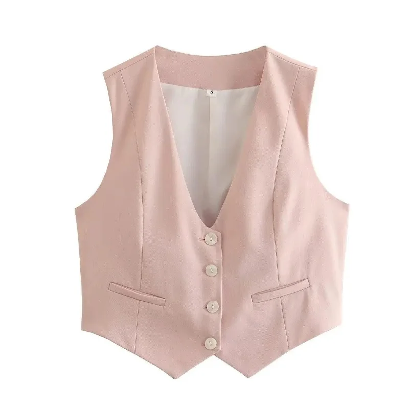 Fashion Style Helen Statement Vest Tops in Peach