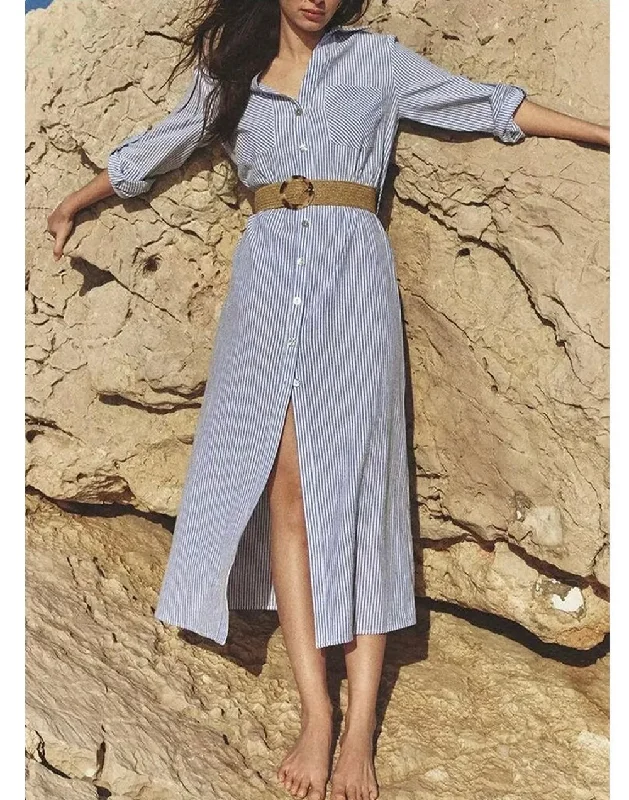 Comfortable Sweaters Jamie Luxe Striped Shirt Dress with Belt