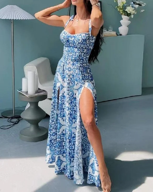 High-end Wear Louis Abstract Maxi Dress in Blue
