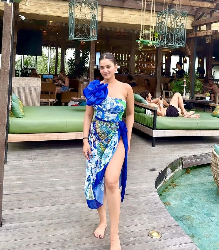 Warm And Comfortable Madonna swimsuit with Sarong Skirt