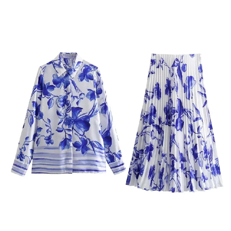 Simple Chic Mykonos Summer Floral Pleated Coord