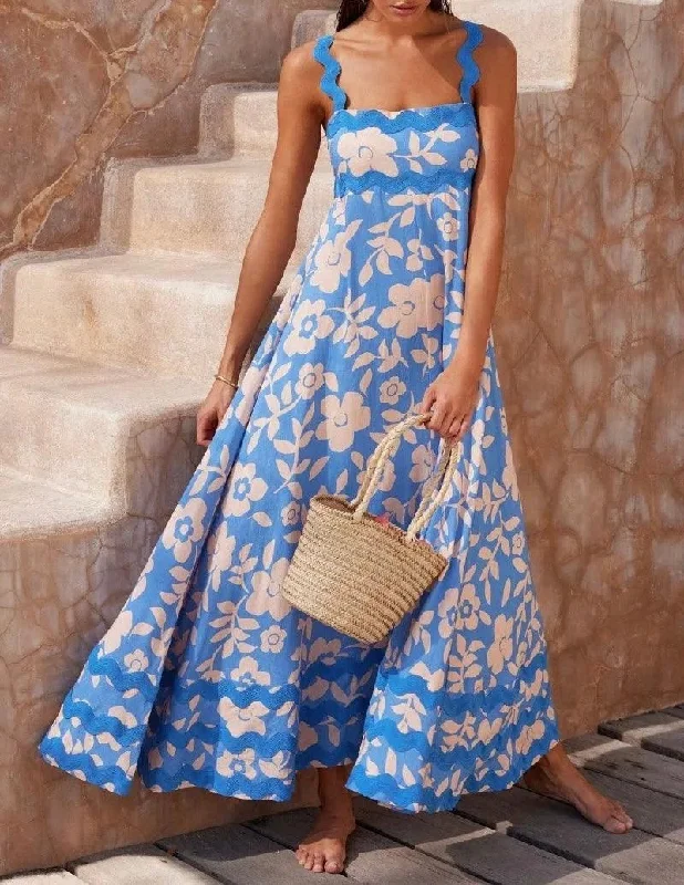 High-end Sense Rooz Summer Midi Dress in Blue