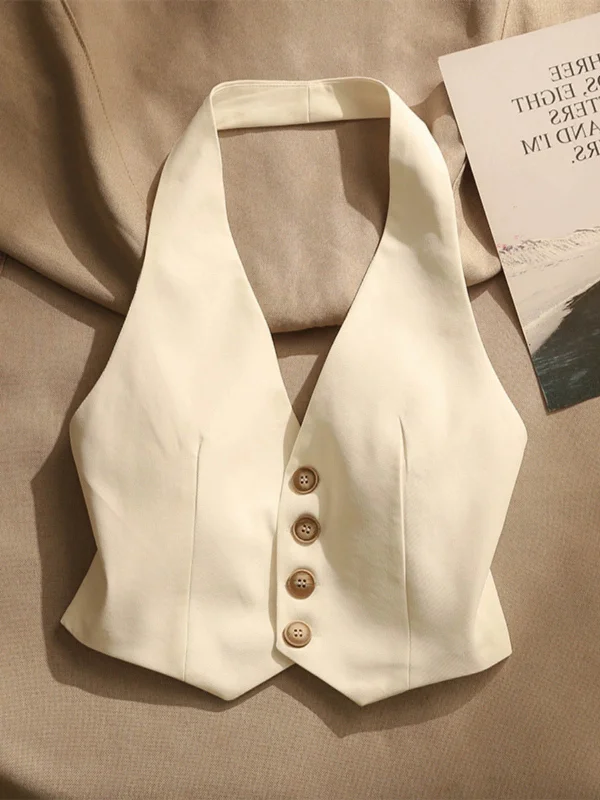 Noble And Elegant Sodor Vest Tops in Eggshell