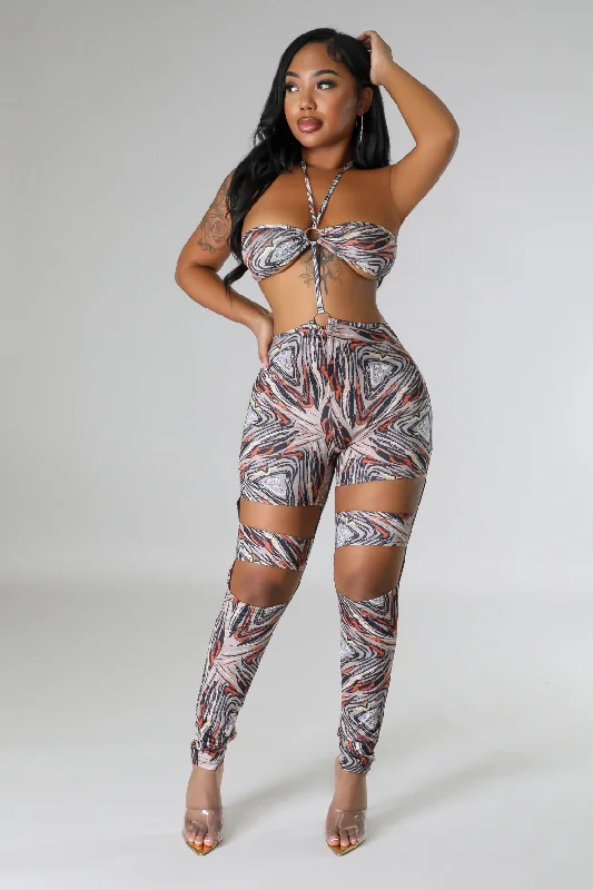 Short Design Swirls Jumpsuit