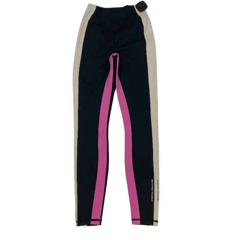 Luxury Fashion Black Athletic Leggings Spiritual Gangster, Size Xs