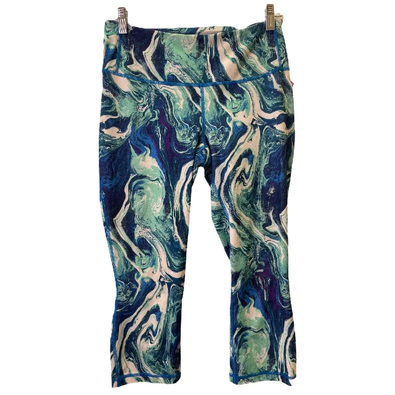 Elegant Tailoring Blue & Green Athletic Leggings Capris By Patagonia, Size: M