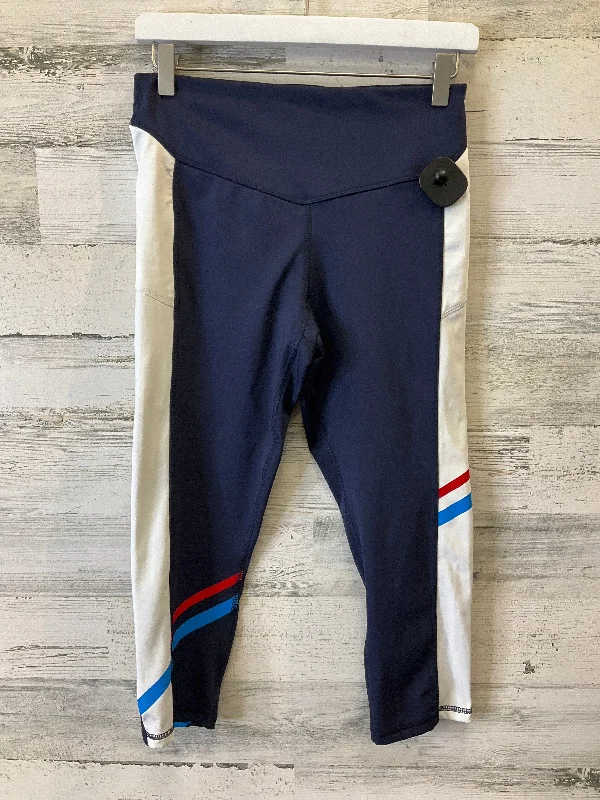 Comfy Chic Wear Blue & Red & White Athletic Leggings Capris Champion, Size M