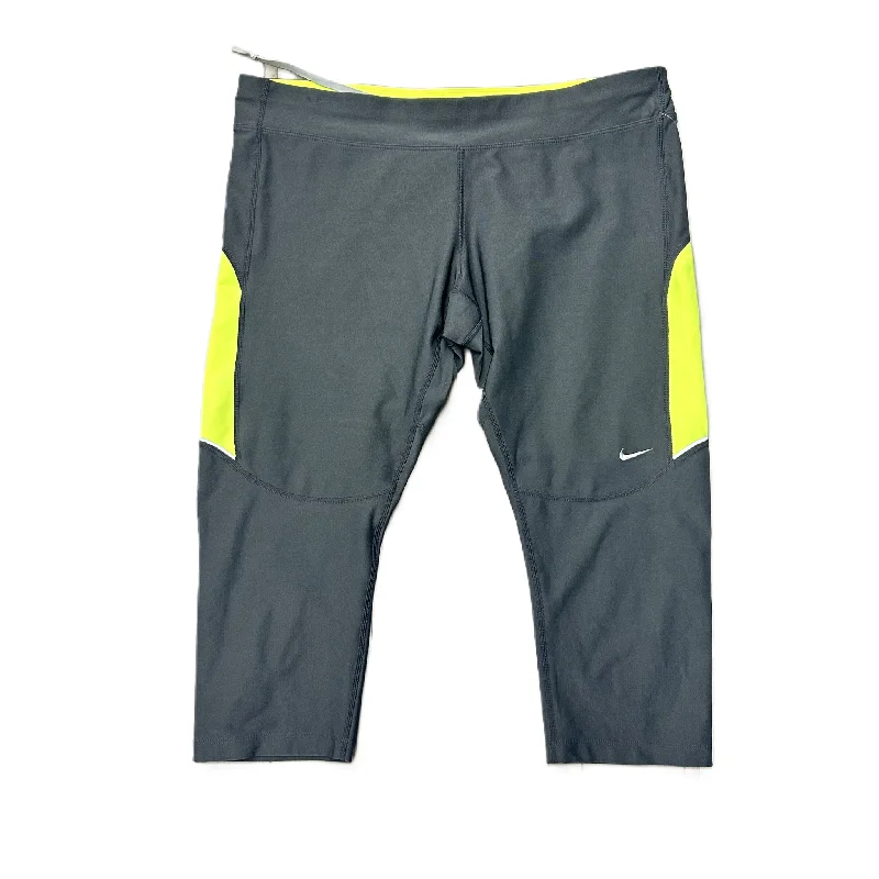 Comfortable And Cold-proof Green & Grey Athletic Leggings By Nike Apparel, Size: Xl
