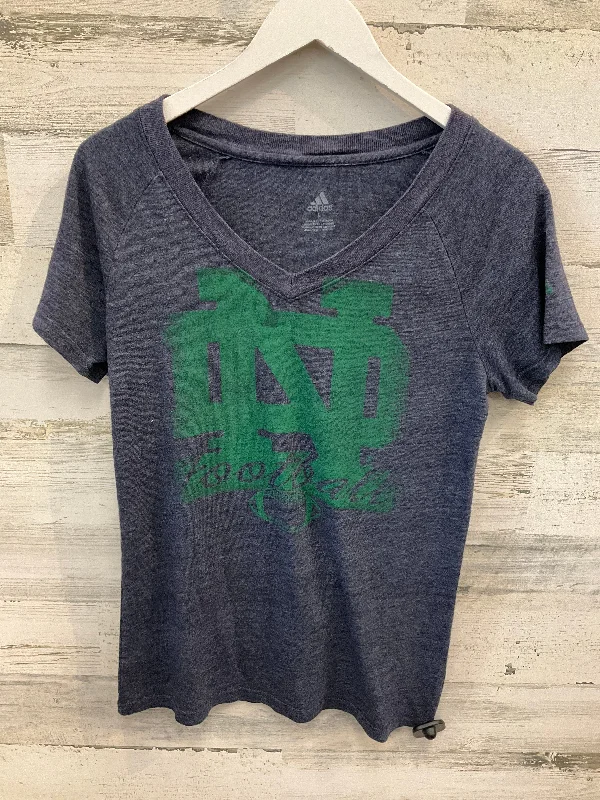 Relaxed Tops Athletic Top Short Sleeve By Adidas In Blue, Size: L