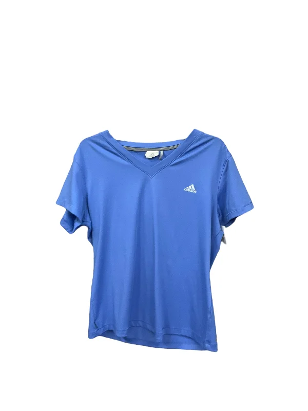 Casual And Versatile Athletic Top Short Sleeve By Adidas In Blue, Size: Xl