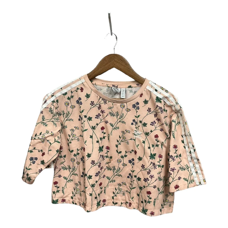 Soft Touch Athletic Top Short Sleeve By Adidas In Floral Print, Size: S