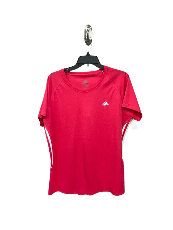 Leisure Travel Athletic Top Short Sleeve By Adidas In Pink, Size: Xl