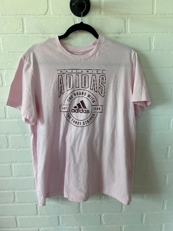 Casual Chic Wear Athletic Top Short Sleeve By Adidas In Pink, Size: Xl