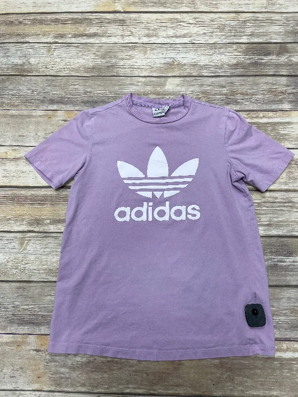 Casual Chic Looks Athletic Top Short Sleeve By Adidas In Purple, Size: M