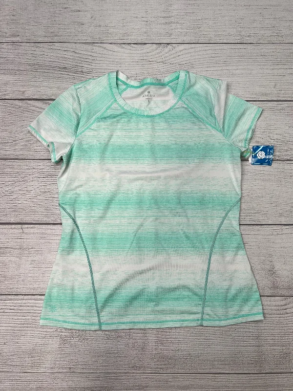 Knitted Design Athletic Top Short Sleeve By Athleta In Blue, Size: L