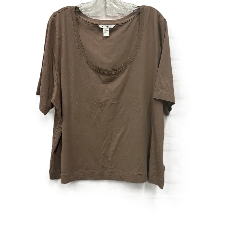 Versatile Items Athletic Top Short Sleeve By Athleta In Brown, Size: 2x