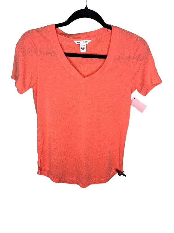 Casual Wear Athletic Top Short Sleeve By Athleta In Pink, Size: Xxs