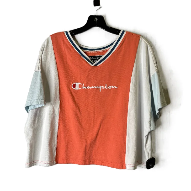 Unique Design Athletic Top Short Sleeve By Champion In Peach, Size: Xl