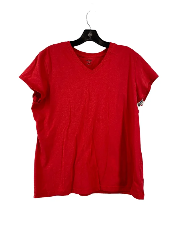 Sporty Comfort Athletic Top Short Sleeve By Danskin In Red, Size: 2x