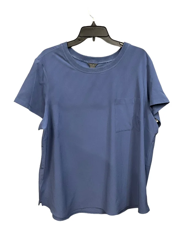 Cute Style Athletic Top Short Sleeve By Eddie Bauer In Blue, Size: 2x