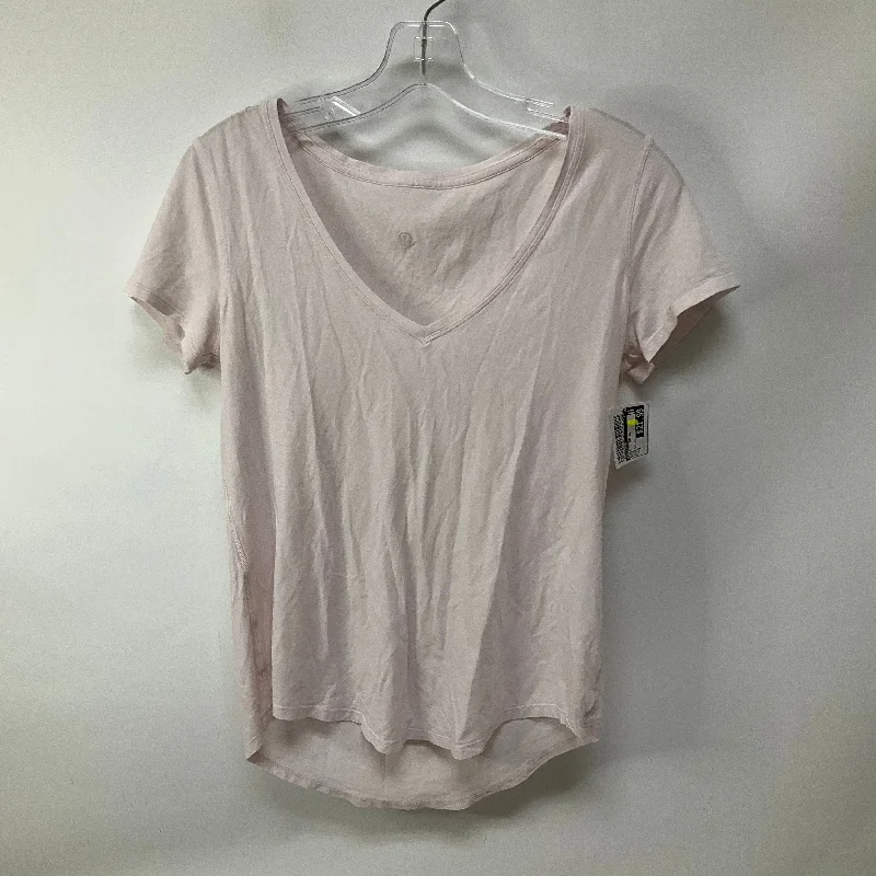 Everyday Comfort Athletic Top Short Sleeve By Lululemon In Pink, Size: 6