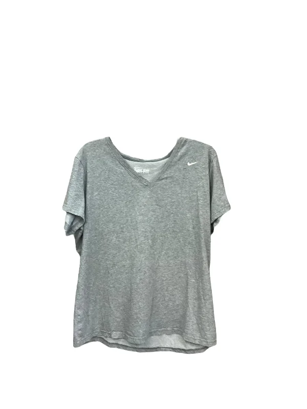 Relaxed Wear Athletic Top Short Sleeve By Nike Apparel In Grey, Size: 2x