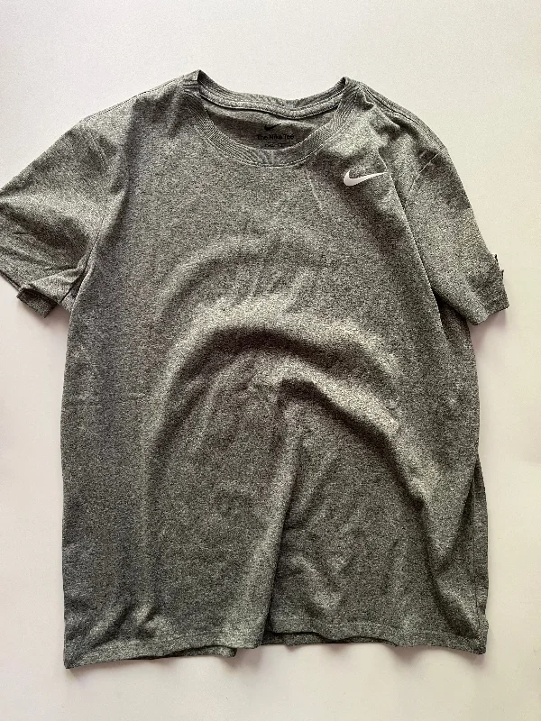 Light And Breathable Athletic Top Short Sleeve By Nike Apparel In Grey, Size: L